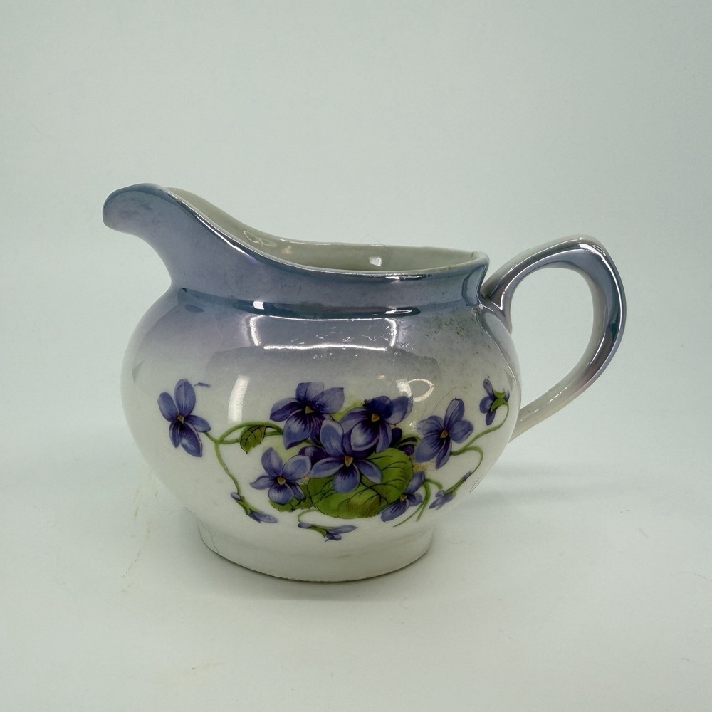 Vintage‎ Handpainted "Celebrate" German Cream Pitcher Floral Painting 3.5"